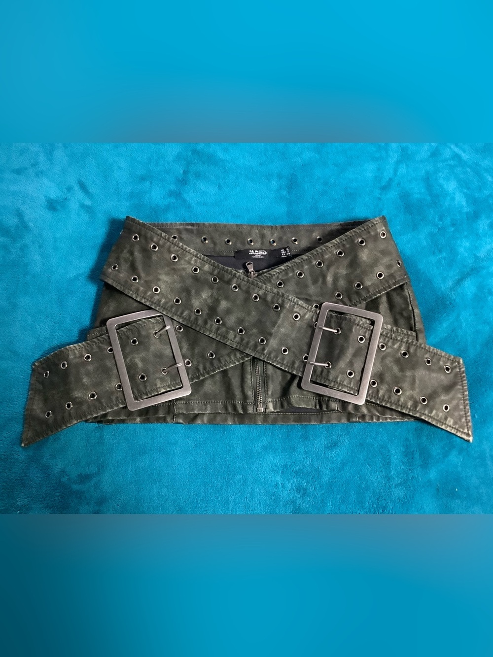 Jaded London vegan leather wrap around belt micro mini skirt 2